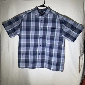 Yago Blue Plaid Button Up Short Sleeve Shirt Men’s 3XL Front Pocket